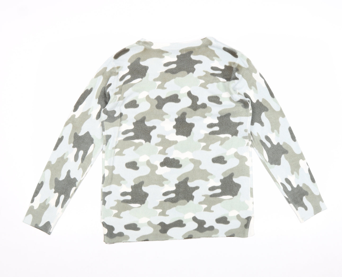 Marks and Spencer Womens Green Boat Neck Camouflage Acrylic Pullover Jumper Size 10
