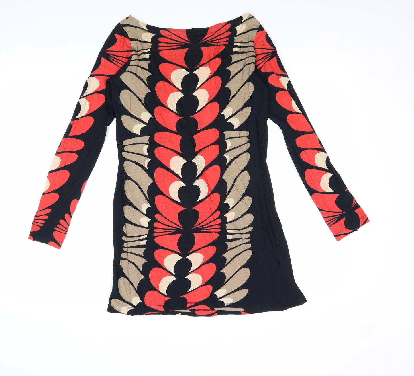 French Connection Womens Multicoloured Geometric 100% Cotton Basic Blouse Size 8 Round Neck