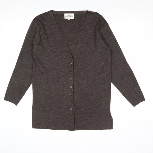 Lavion Rose Womens Brown V-Neck Acrylic Cardigan Jumper Size S
