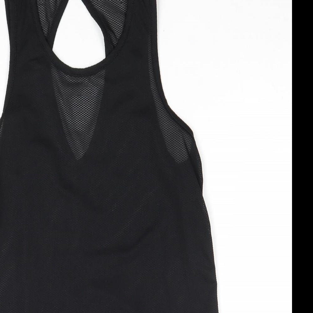 Matalan Girls Black Polyester Basic Tank Size 10-11 Years Scoop Neck Pullover