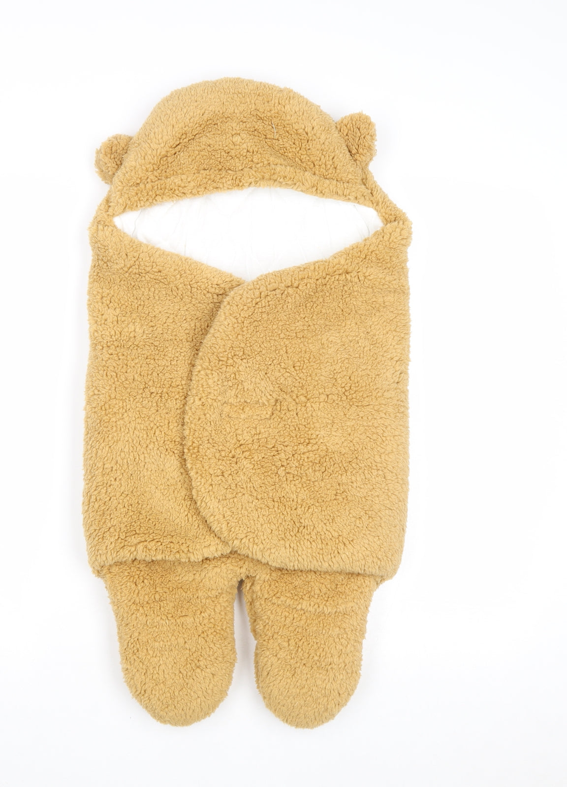 Yingyuetu Baby Brown Solid Polyester Robe One Piece Size 6-9 Months Hook & Loop - Faux Fur Swaddle