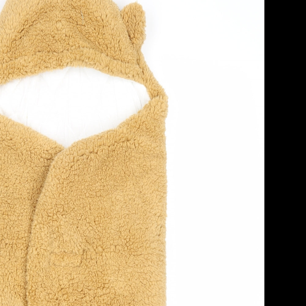 Yingyuetu Baby Brown Solid Polyester Robe One Piece Size 6-9 Months Hook & Loop - Faux Fur Swaddle