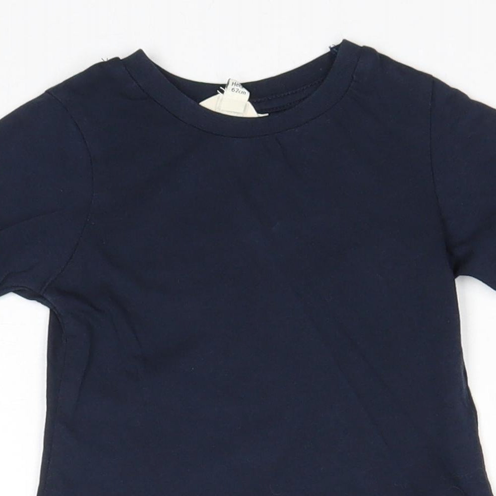 River Island Boys Blue 100% Cotton Basic T-Shirt Size 0-3 Months Round Neck Pullover