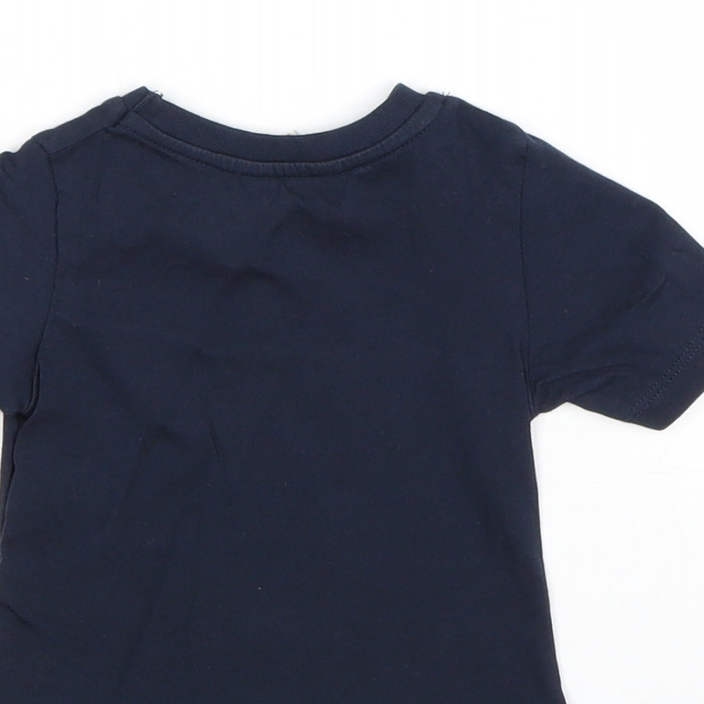 River Island Boys Blue 100% Cotton Basic T-Shirt Size 0-3 Months Round Neck Pullover