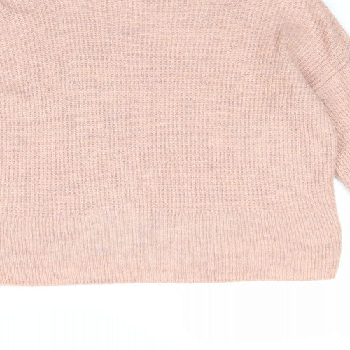 Marks and Spencer Womens Pink Mock Neck Acrylic Pullover Jumper Size M - Flute Sleeve