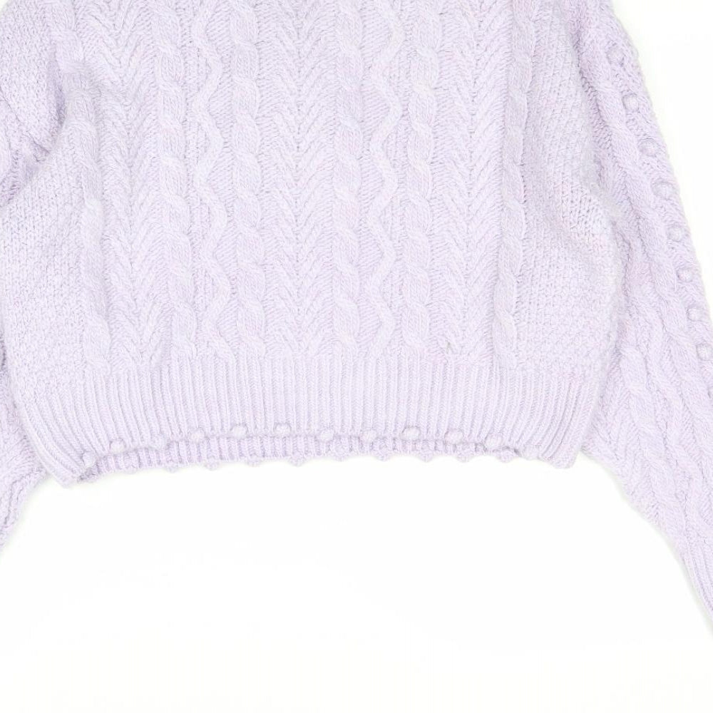 George Womens Purple Round Neck Acrylic Pullover Jumper Size 12