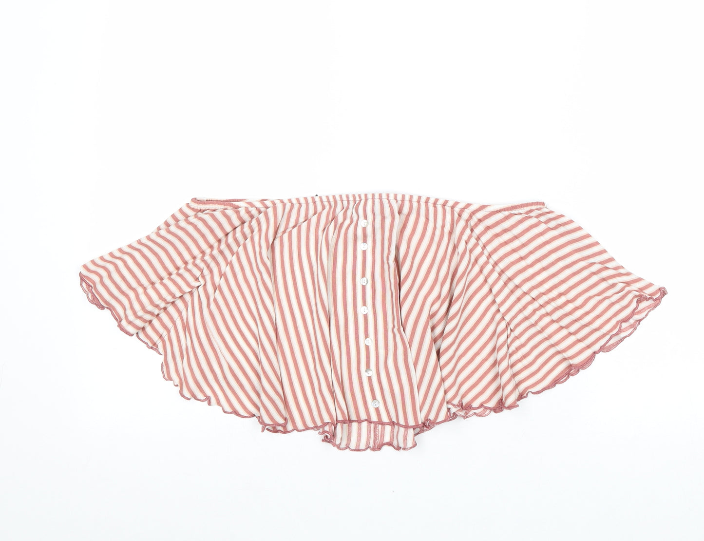 Primark Womens Pink Striped Viscose Cropped Tank Size 12 Off the Shoulder