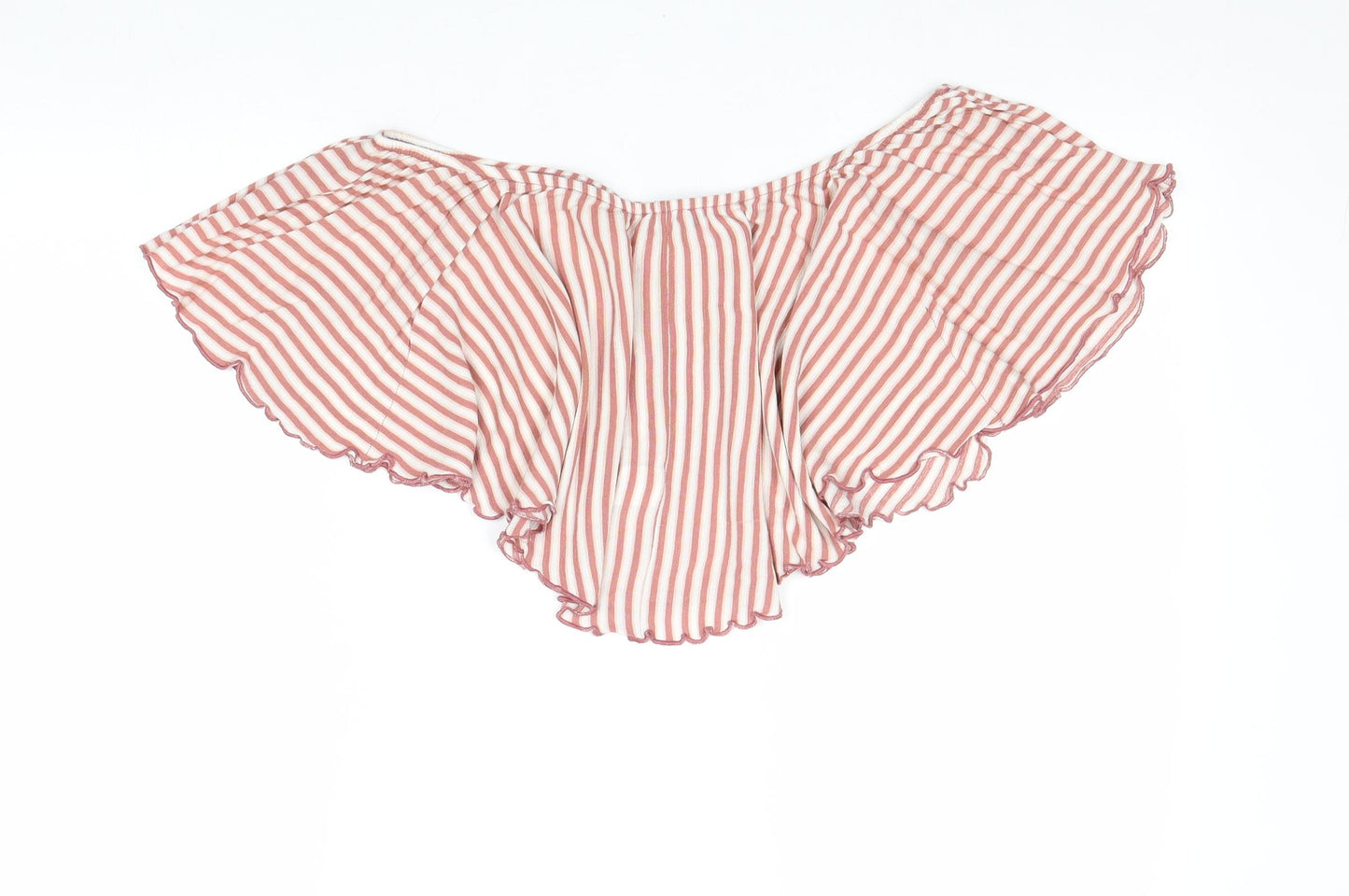 Primark Womens Pink Striped Viscose Cropped Tank Size 12 Off the Shoulder