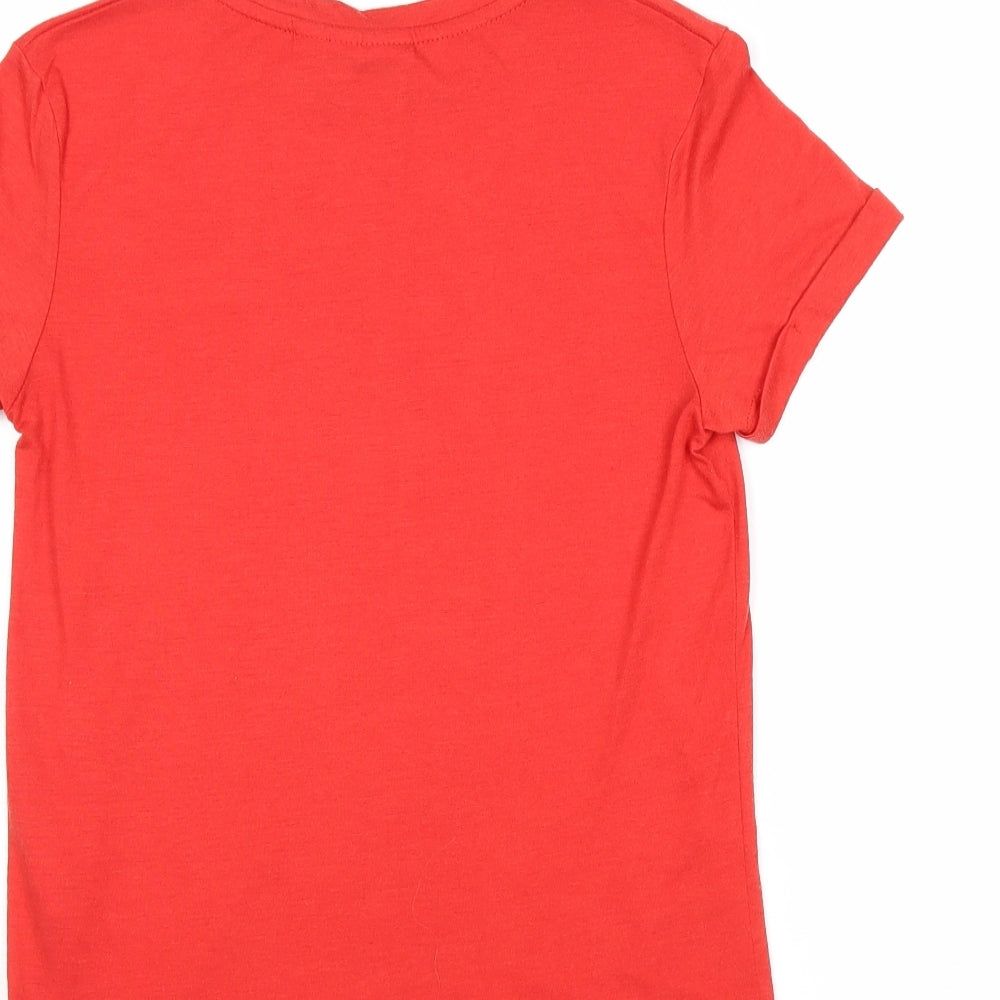 Primark Womens Red Polyester Basic T-Shirt Size 8 Round Neck - No I Don't Want No Scrubs