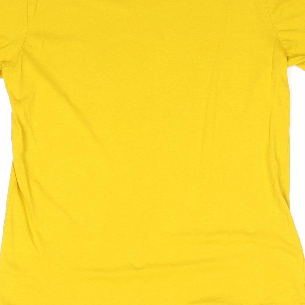 New Look Womens Yellow 100% Cotton Basic T-Shirt Size 8 Round Neck - Have a Nice Day