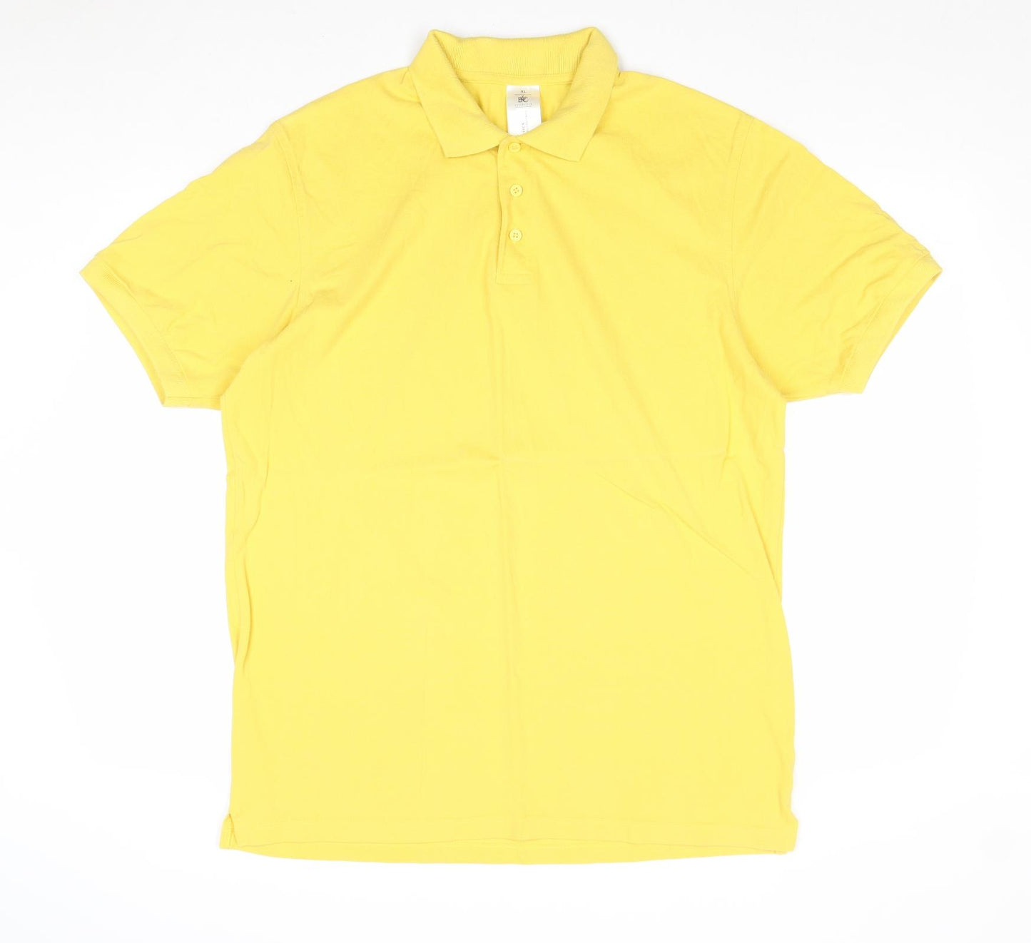 B&C Mens Yellow 100% Cotton Polo Size XL Collared Button