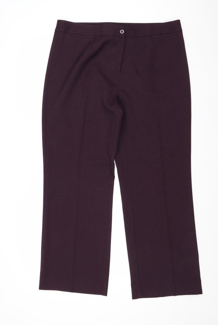 EWM Womens Purple Polyester Trousers Size 16 Regular Zip