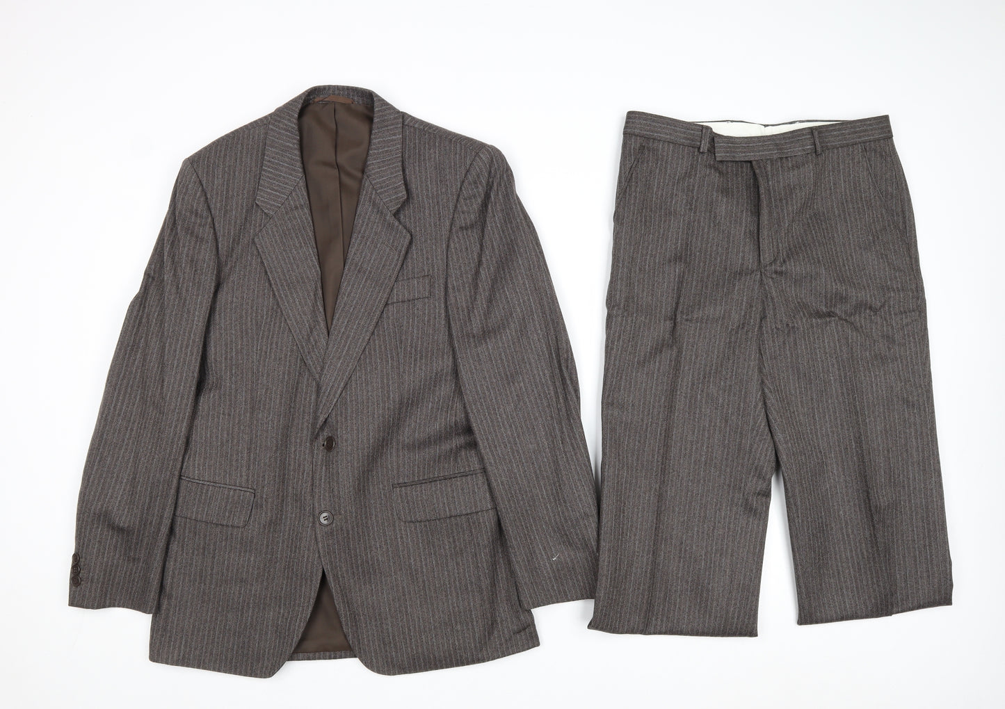 Mr Harry Mens Grey Striped Wool 2 Piece Suit Size 36 Regular