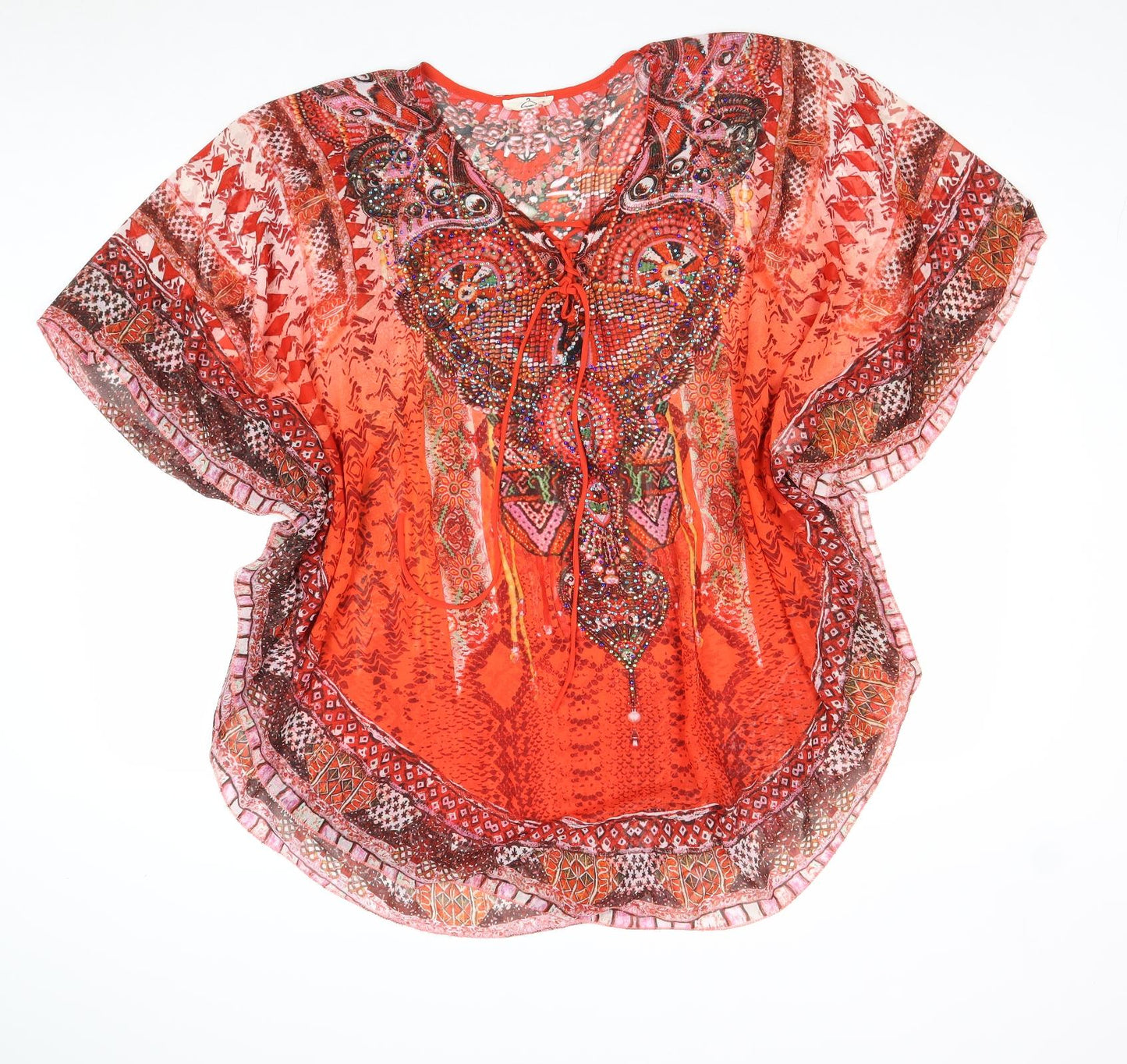 Tiramisu Womens Red Geometric Polyester Cover Up Size M
