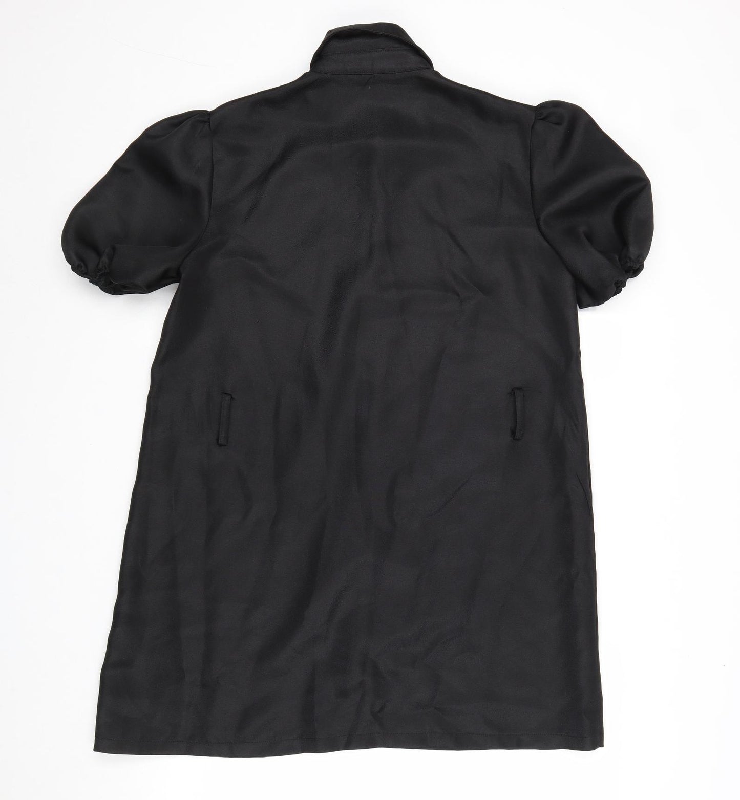 PRETTYLITTLETHING Womens Black Polyester Shirt Dress Size 8 Collared Button