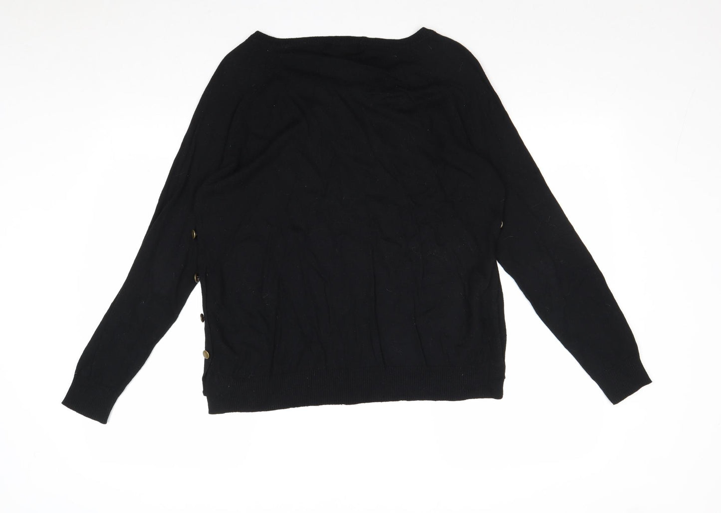 Marks and Spencer Womens Black Round Neck Cotton Pullover Jumper Size M