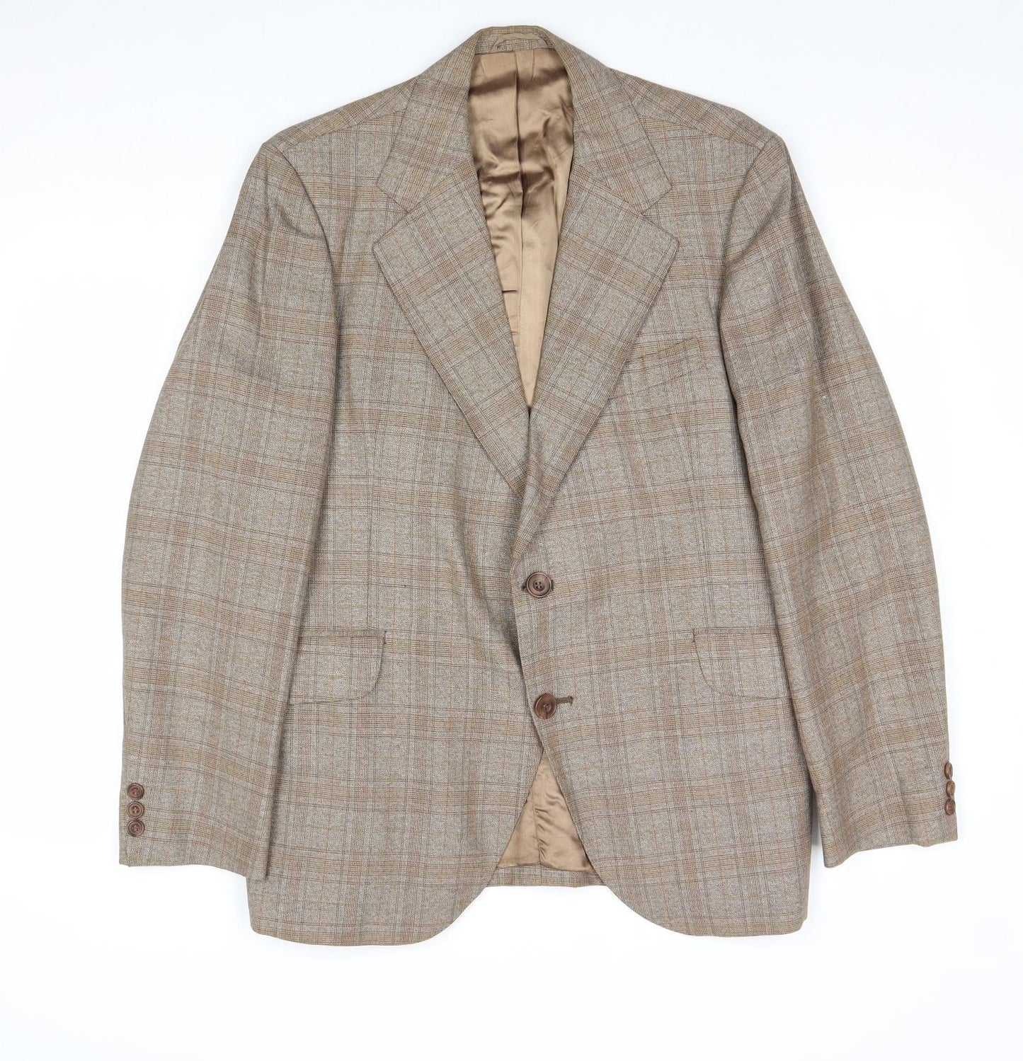 Alexandre Mens Brown Plaid Wool Jacket Blazer Size 38 Regular