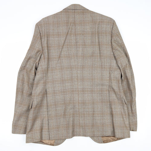 Alexandre Mens Brown Plaid Wool Jacket Blazer Size 38 Regular