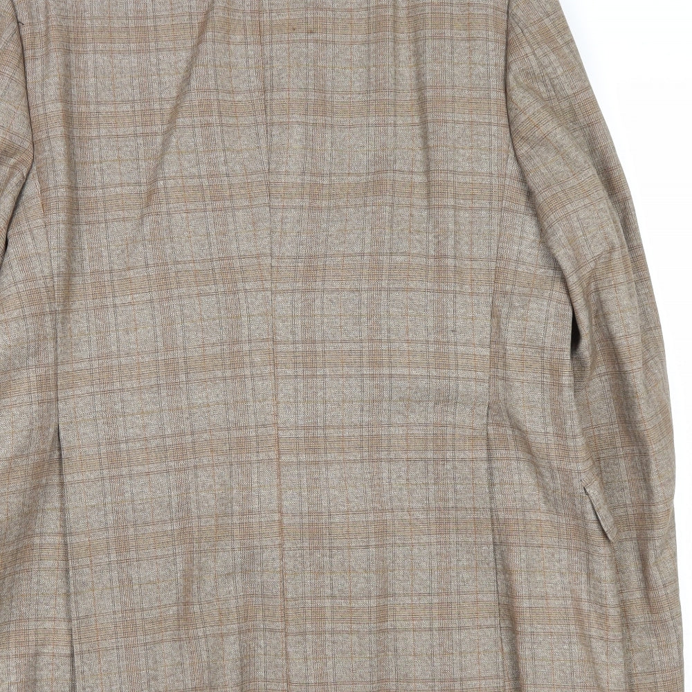 Alexandre Mens Brown Plaid Wool Jacket Blazer Size 38 Regular