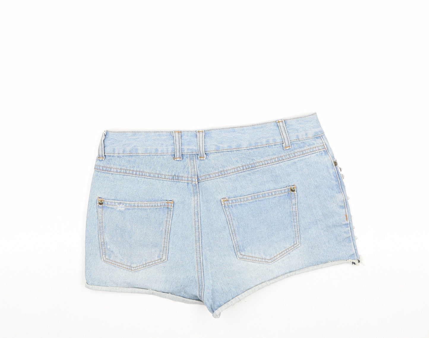 Denim & Co. Womens Blue Cotton Hot Pants Shorts Size 8 Regular Zip