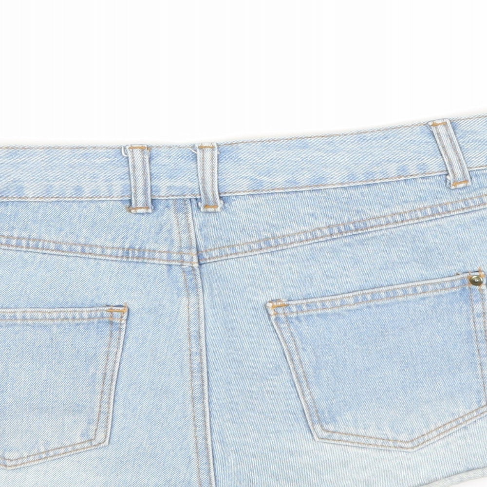 Denim & Co. Womens Blue Cotton Hot Pants Shorts Size 8 Regular Zip
