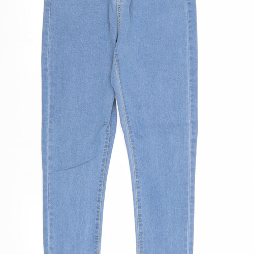 Boohoo Womens Blue Cotton Skinny Jeans Size 6 Regular Zip