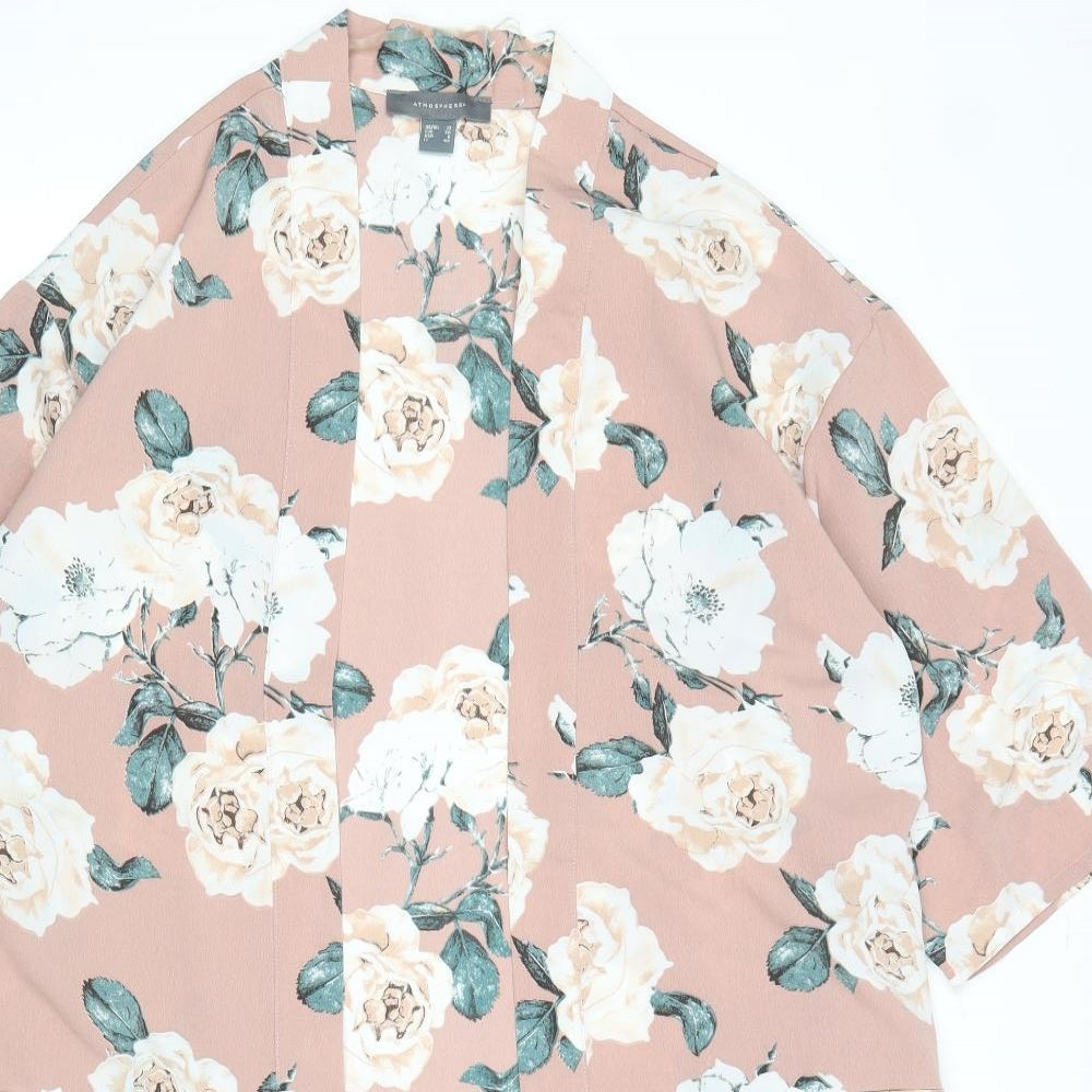 Atmosphere Womens Pink Floral Polyester Kimono Blouse Size 10 V-Neck
