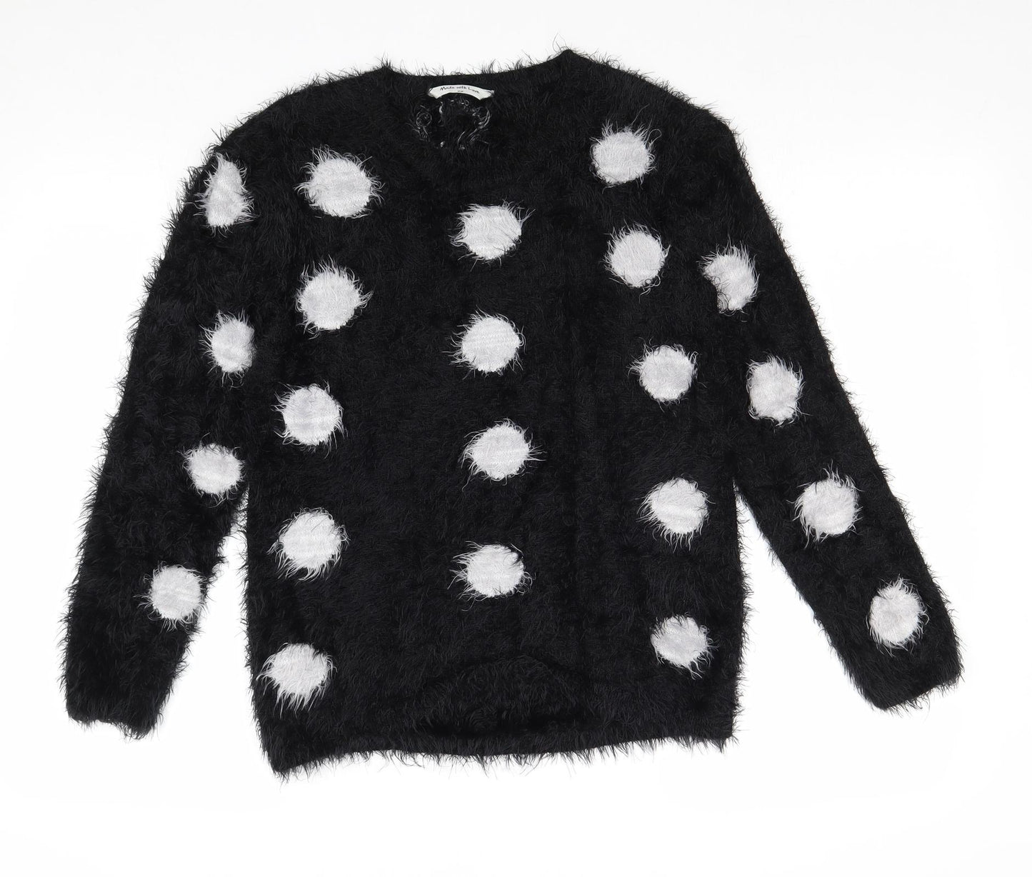 Matalan Girls Black Round Neck Polka Dot Polyamide Pullover Jumper Size 12-13 Years Pullover