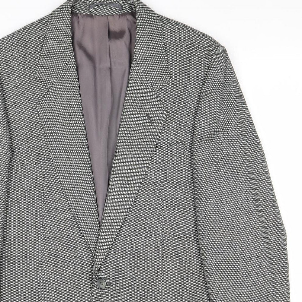 VARTEKS Mens Grey Geometric Polyester Jacket Suit Jacket Size 40 Regular