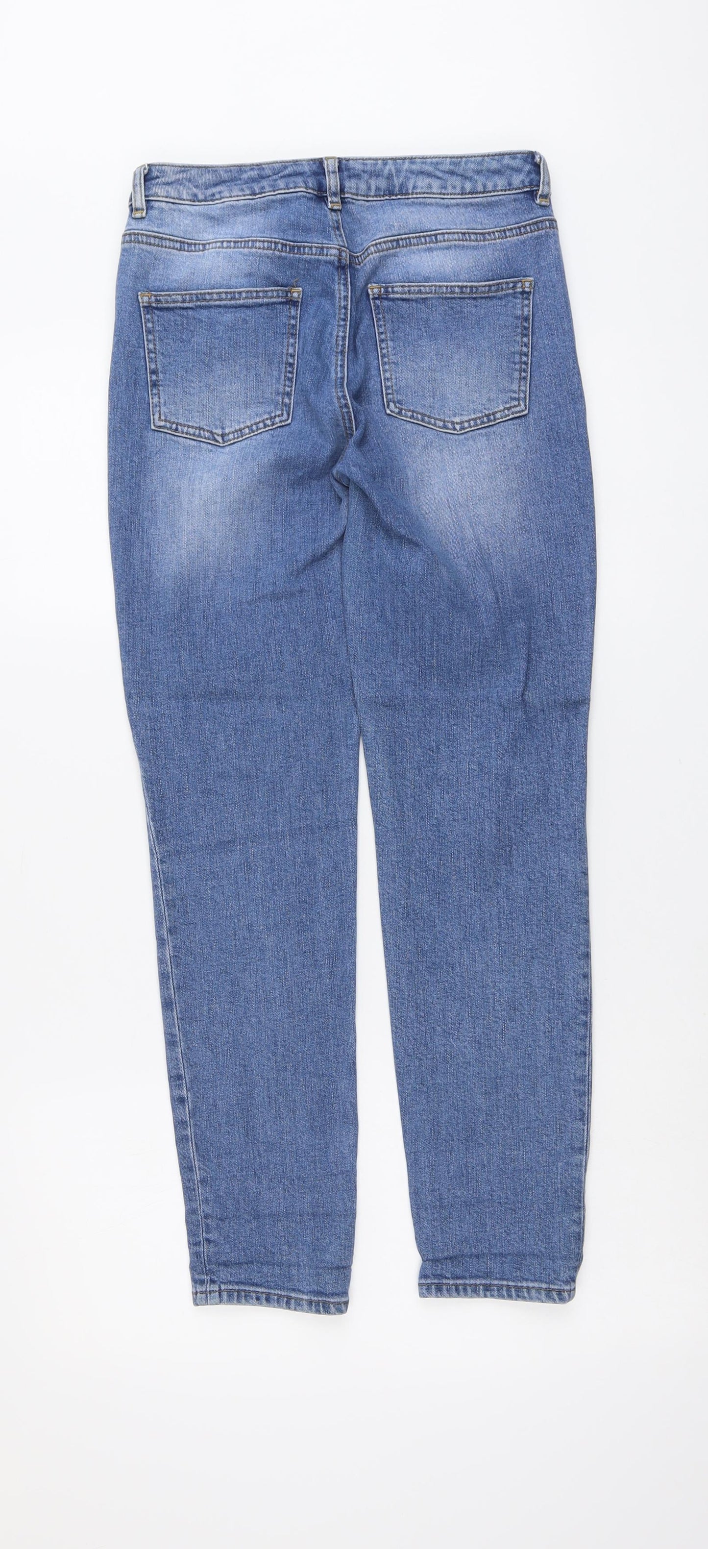 Warehouse Womens Blue Cotton Straight Jeans Size 8 L28 in Regular Button