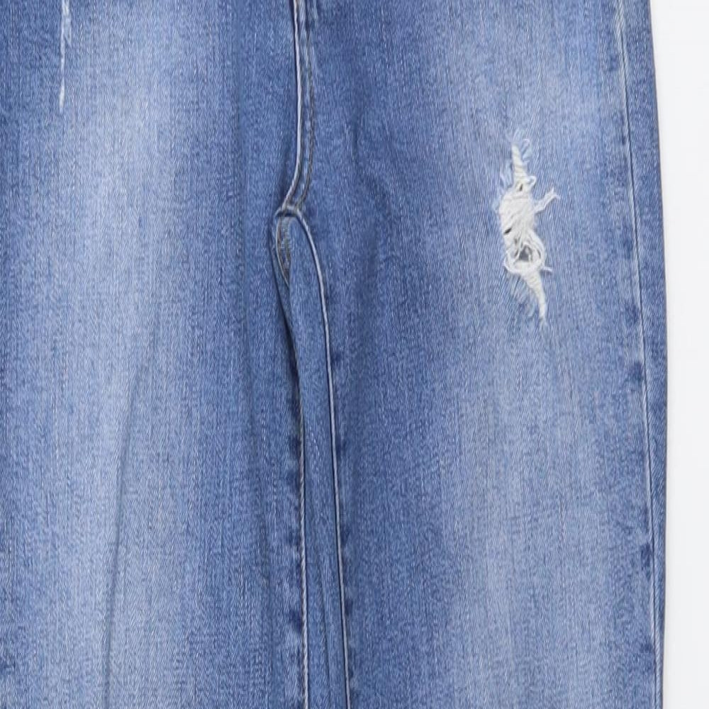 Warehouse Womens Blue Cotton Straight Jeans Size 8 L28 in Regular Button