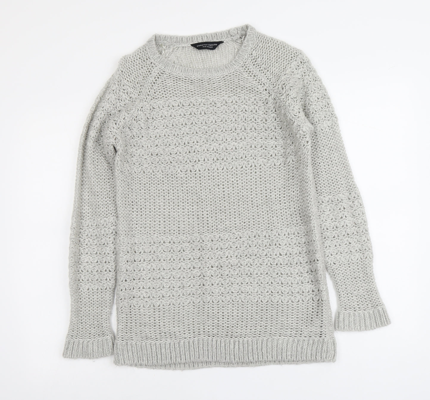 Dorothy Perkins Womens Grey Round Neck Acrylic Pullover Jumper Size 12