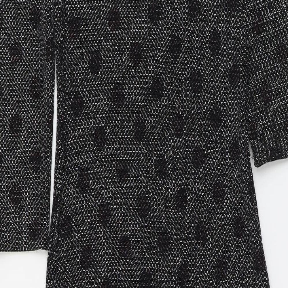 Atmosphere Womens Black Polka Dot Nylon Shift Size 8 Round Neck Pullover