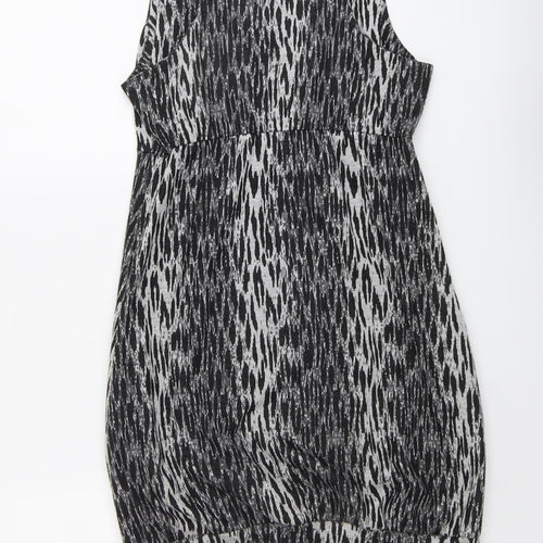 Atmosphere Womens Black Geometric Polyester Shift Size 8 Round Neck Pullover
