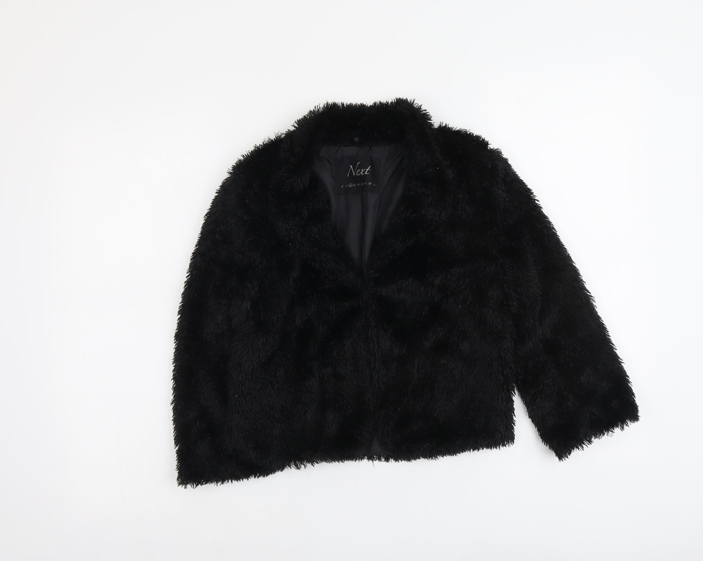 NEXT Womens Black Jacket Size 10 Hook & Eye - Faux Fur