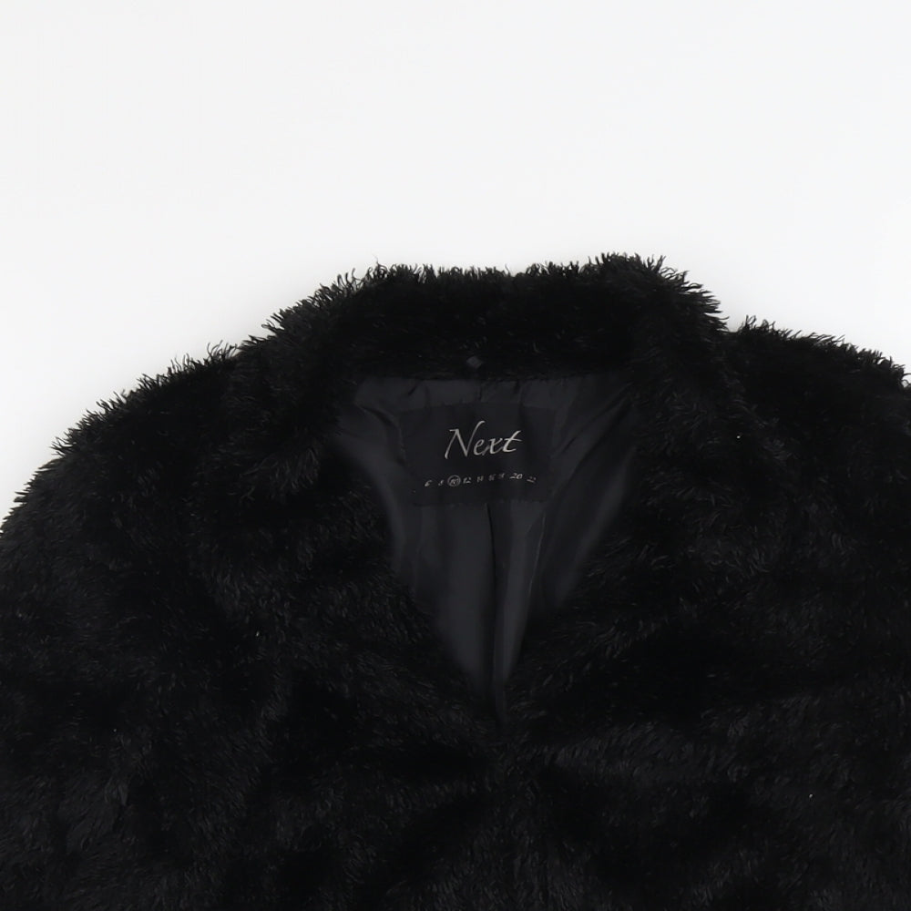 NEXT Womens Black Jacket Size 10 Hook & Eye - Faux Fur