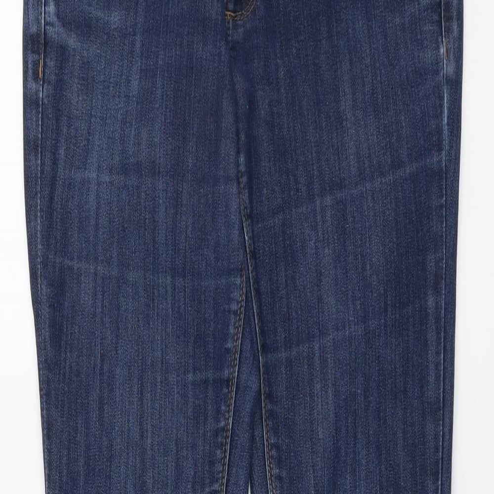 Zara Womens Blue Cotton Straight Jeans Size 12 L30 in Regular Button