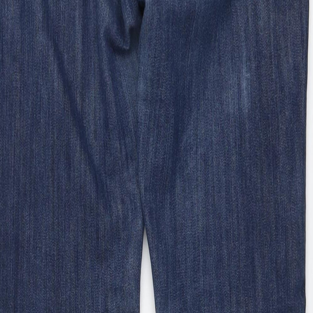Zara Womens Blue Cotton Straight Jeans Size 12 L30 in Regular Button
