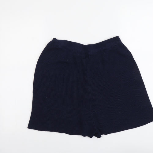 Boohoo Womens Blue Acrylic Hot Pants Shorts Size M L3 in Regular Pull On