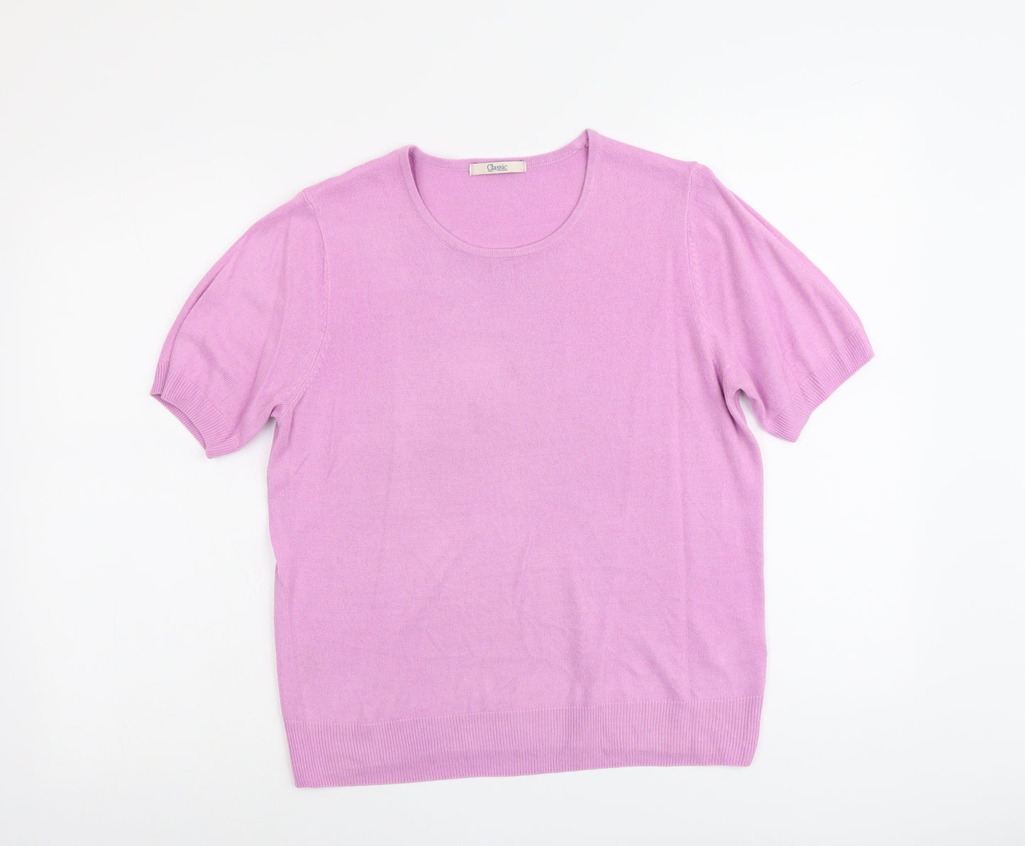 Marks and Spencer Womens Purple Round Neck Acrylic Pullover Jumper Size 16