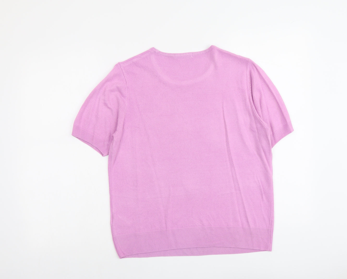 Marks and Spencer Womens Purple Round Neck Acrylic Pullover Jumper Size 16