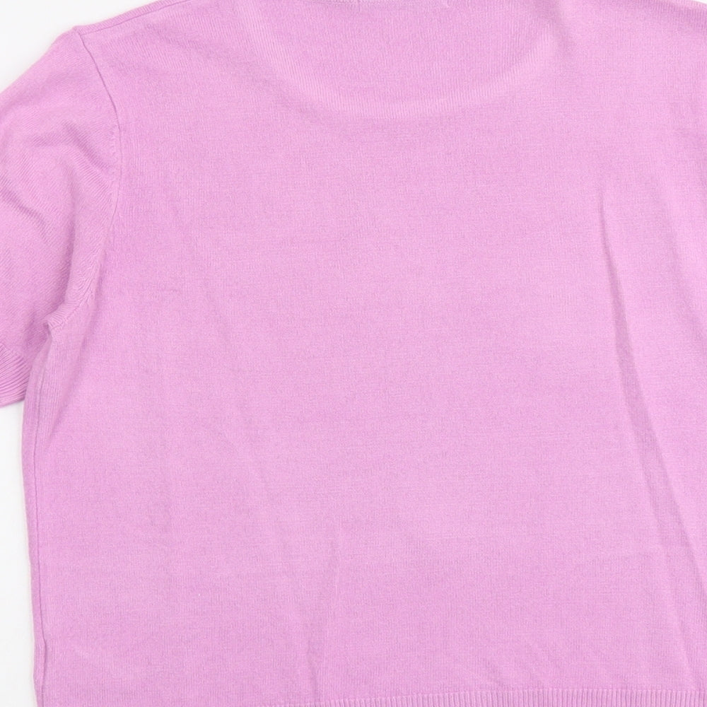Marks and Spencer Womens Purple Round Neck Acrylic Pullover Jumper Size 16