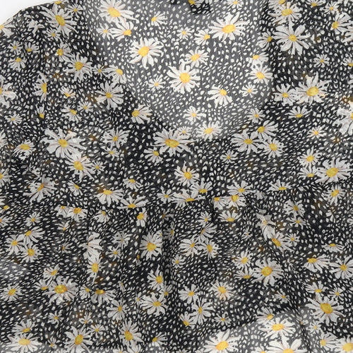 Primark Womens Black Geometric Polyester Basic Blouse Size 6 Square Neck - Daisy Print