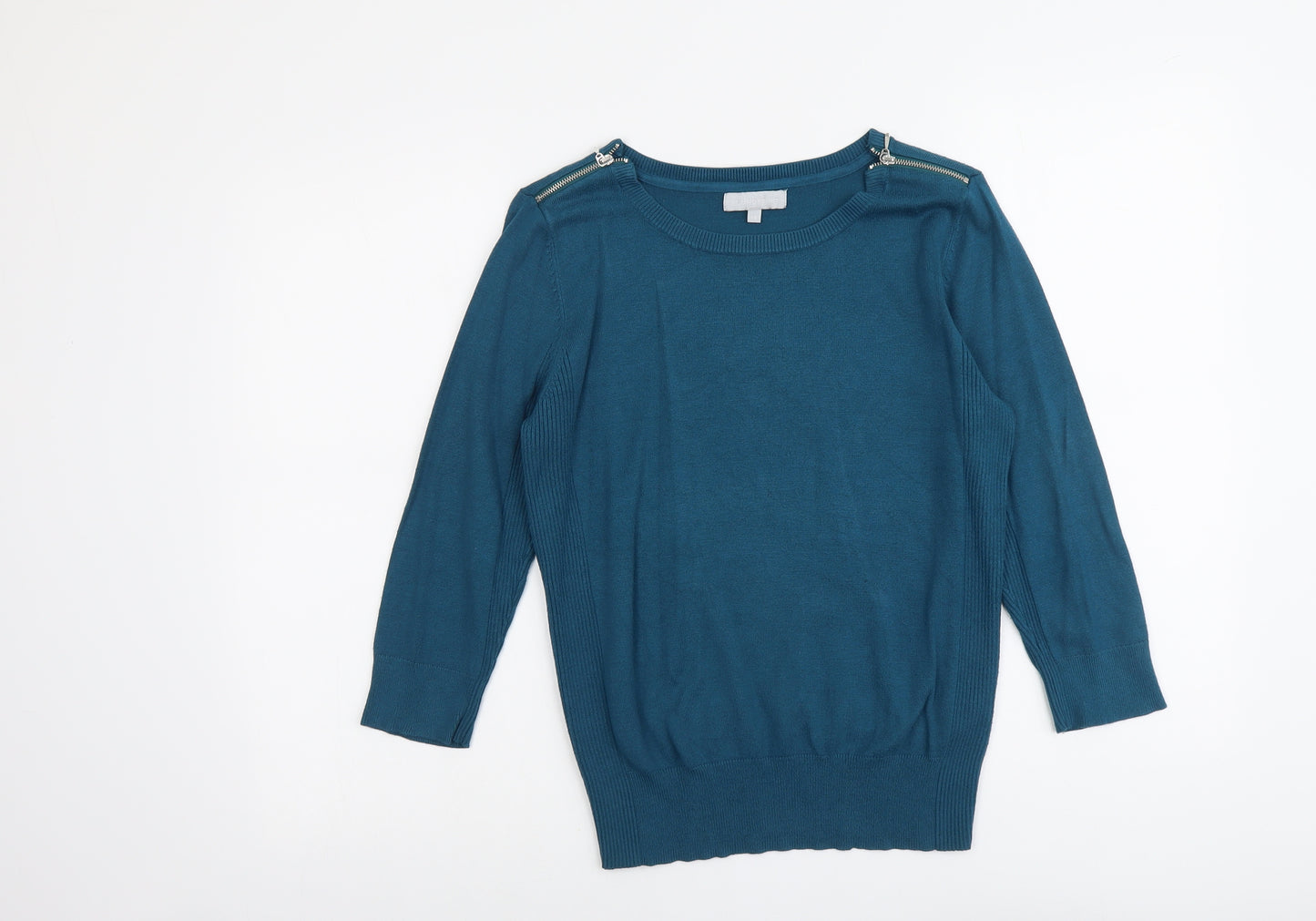 Red Herring Womens Blue Round Neck Viscose Pullover Jumper Size 12