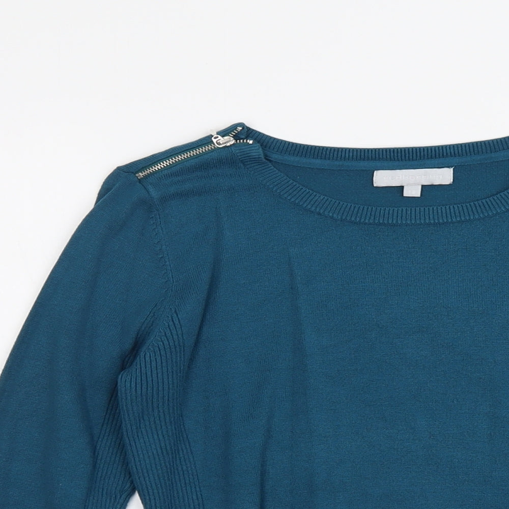 Red Herring Womens Blue Round Neck Viscose Pullover Jumper Size 12