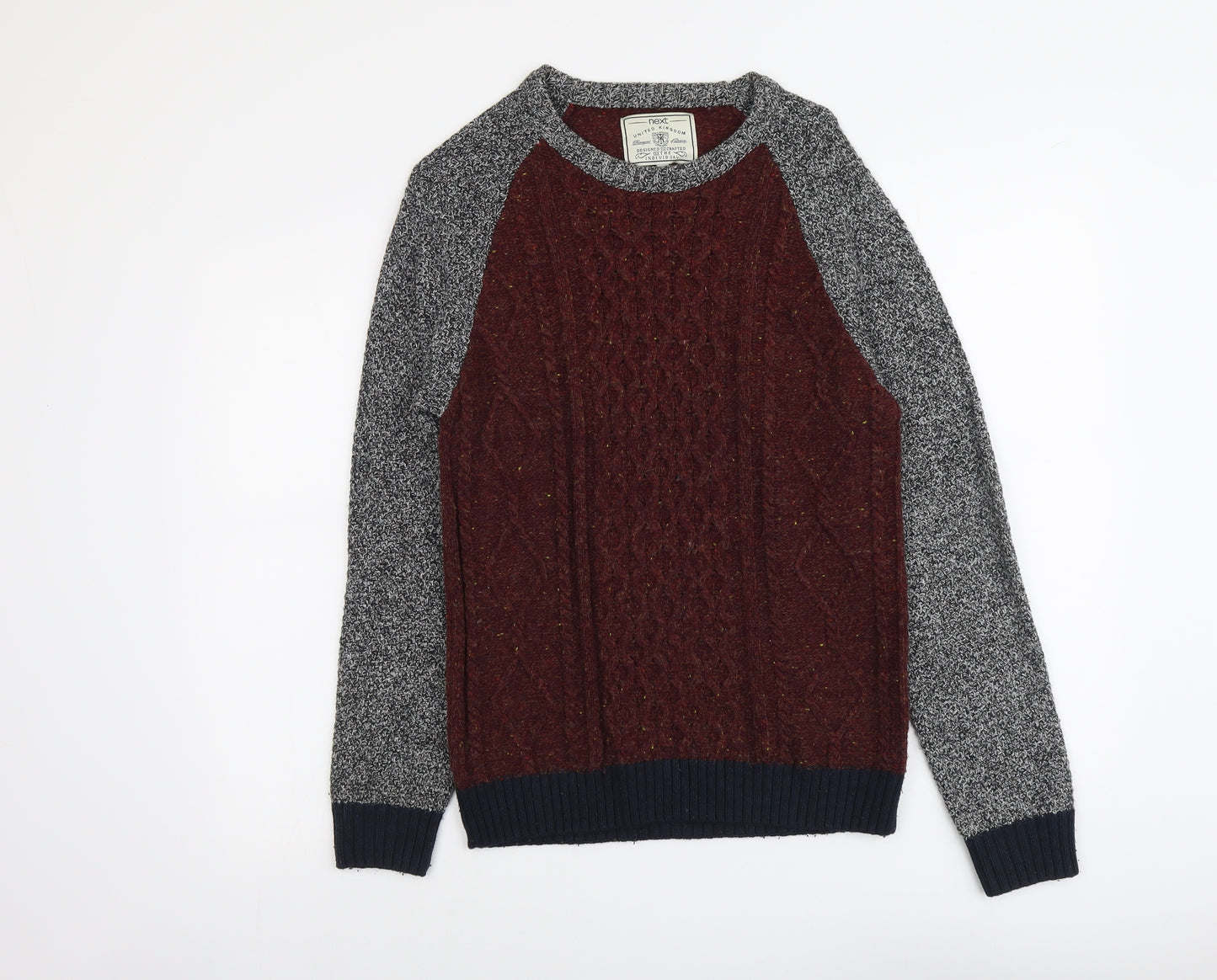 NEXT Mens Multicoloured Round Neck Acrylic Pullover Jumper Size S Long Sleeve