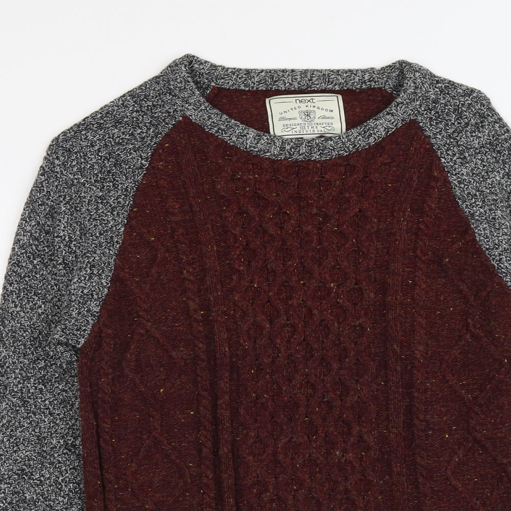 NEXT Mens Multicoloured Round Neck Acrylic Pullover Jumper Size S Long Sleeve