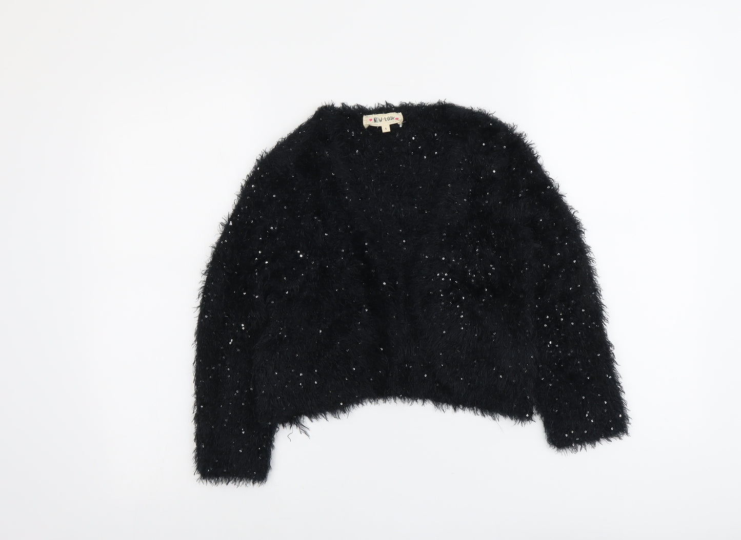 NEXT Womens Black V-Neck Polyester Cardigan Jumper Size S