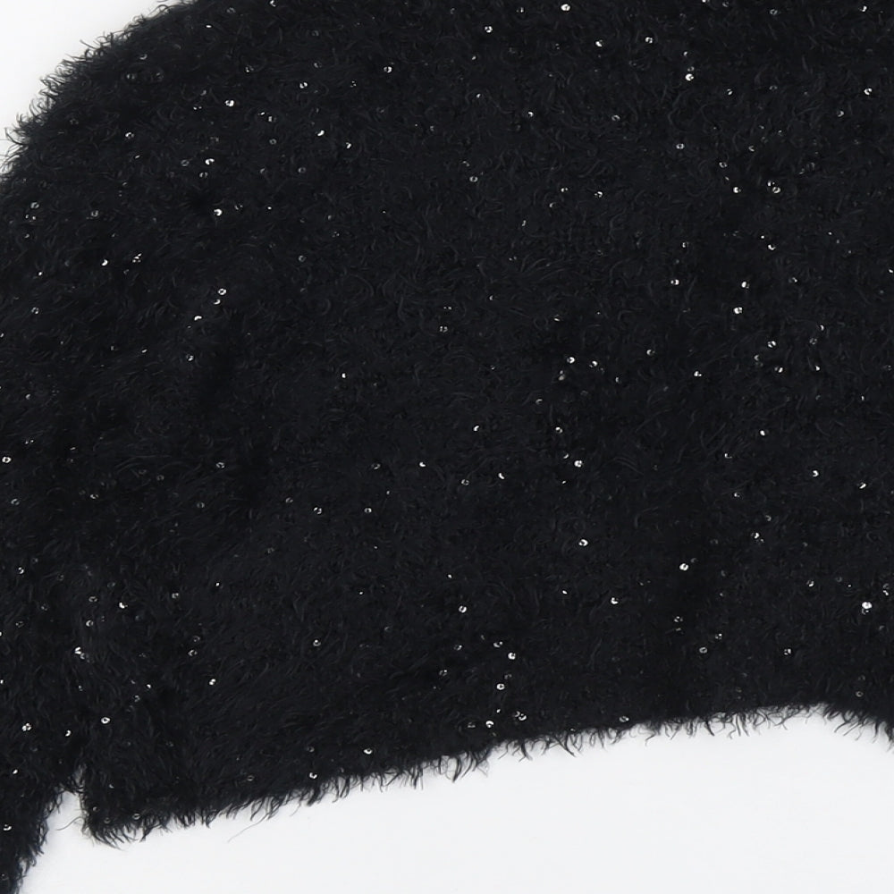 NEXT Womens Black V-Neck Polyester Cardigan Jumper Size S