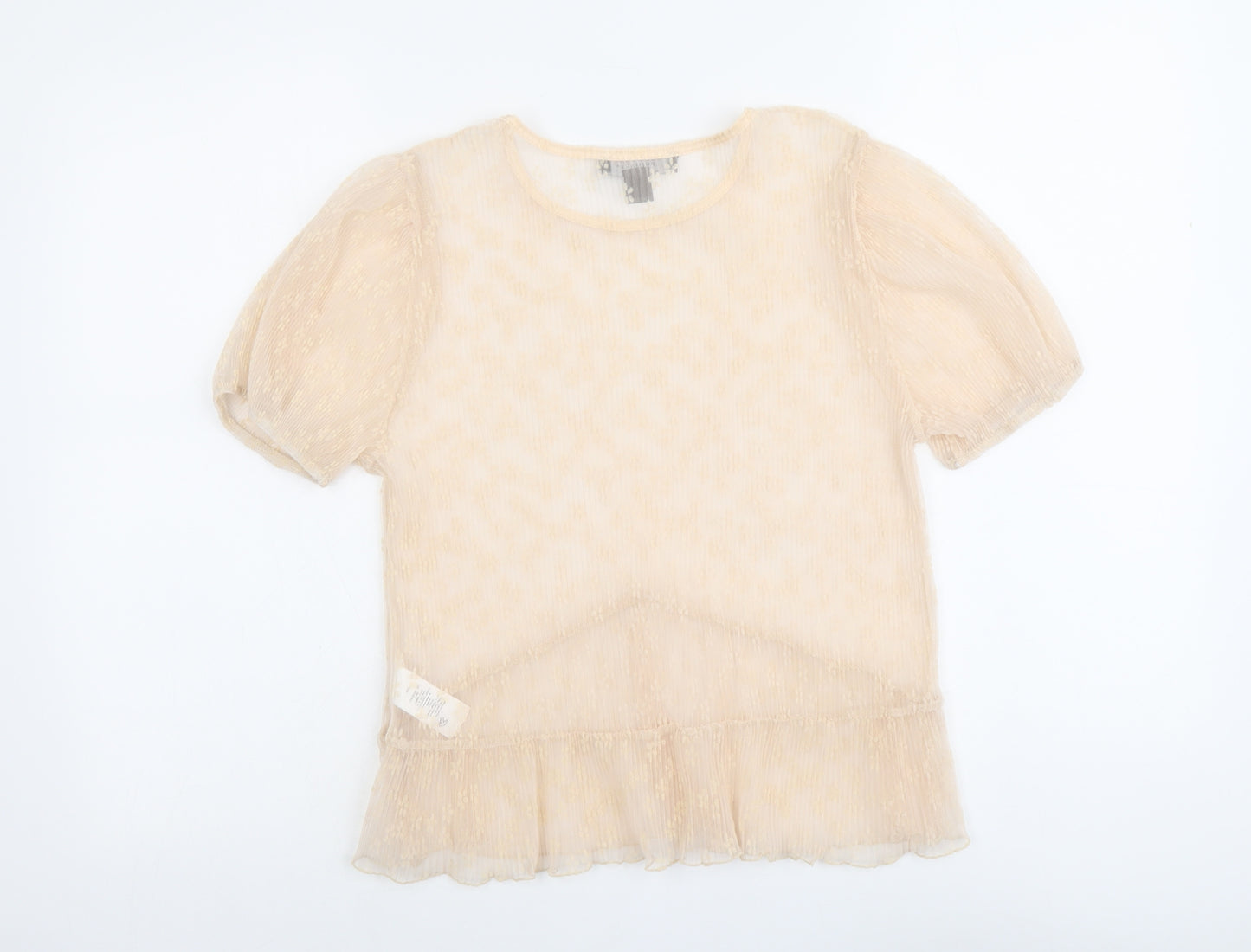 Primark Womens Pink Geometric Polyester Basic Blouse Size S Round Neck